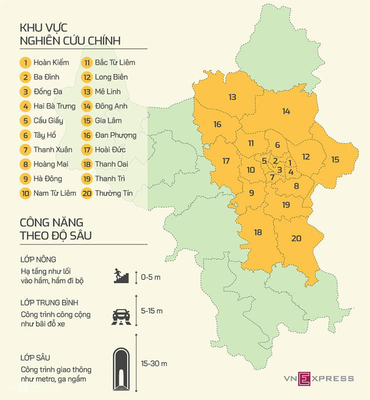 Hà Nội phê duyệt quy hoạch không gian xây dựng ngầm tại 20 quận, huyện