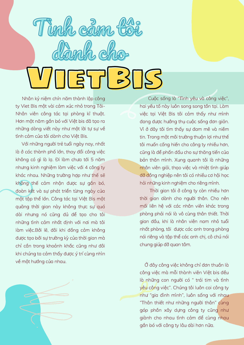 Kỷ niệm VIETBIS 9 tuổi: Tình cảm tôi dành cho Vietbis