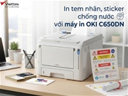 In tem nhãn, sticker chống nước với máy in OKI C650DN